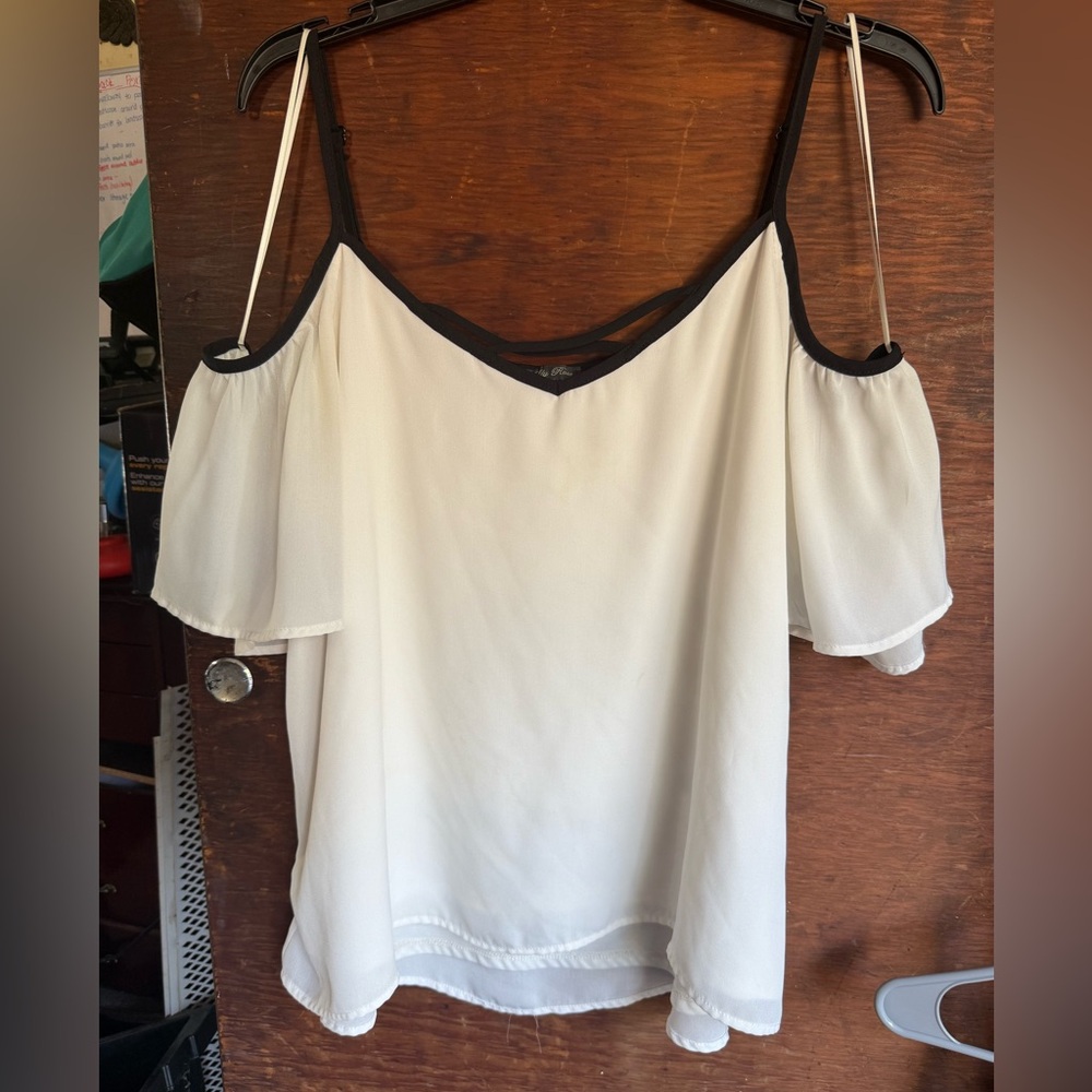 Lily Rose White Blouse with Black Trim